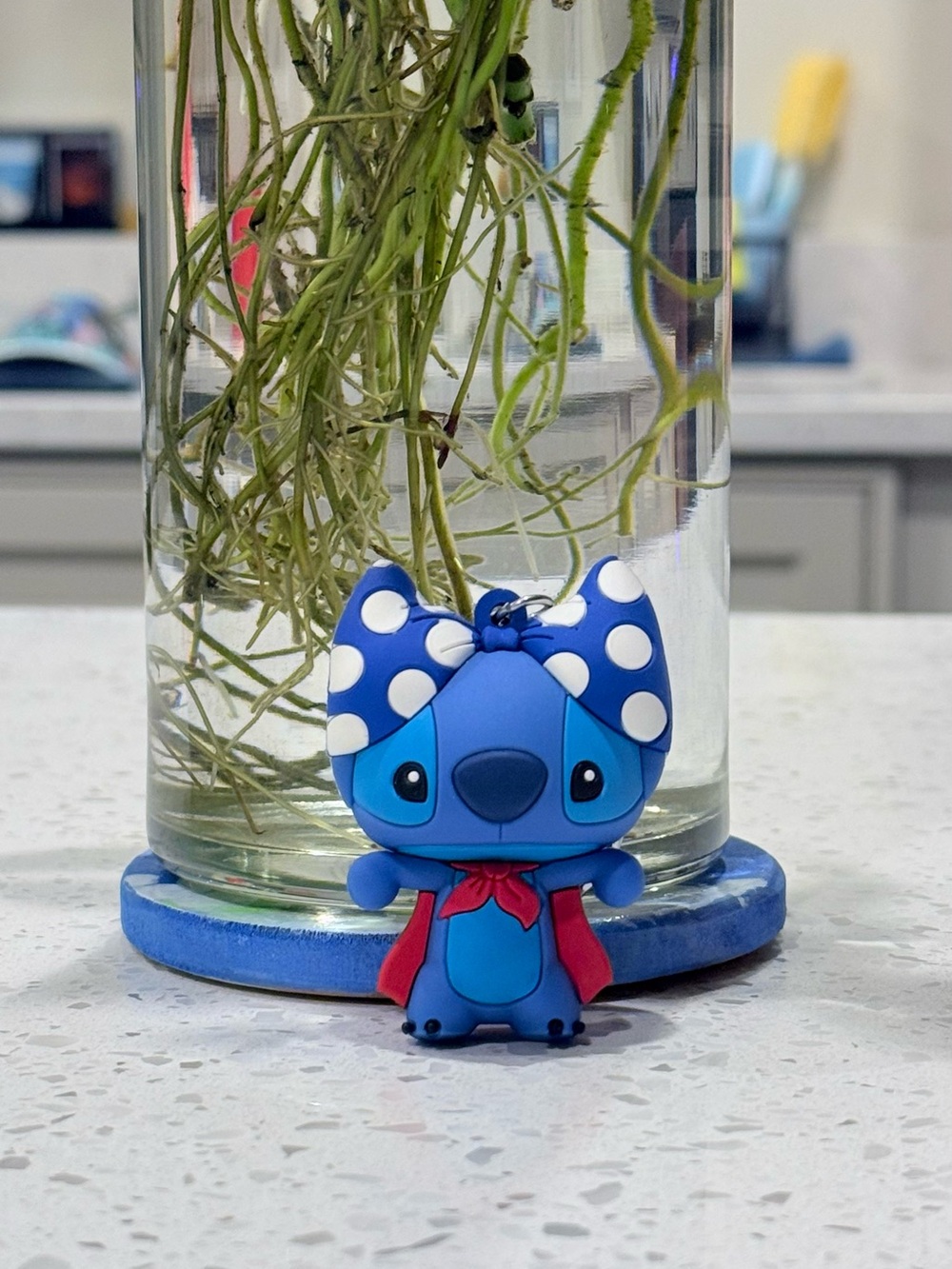 Disney Stitch Collectible Figure – Blue Polka Dot Bow & Cape